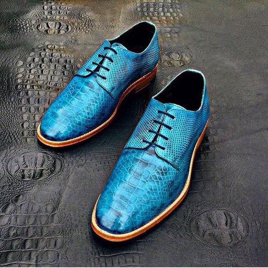Chaussure homme en cuir Handgemaakt , bleu, taille 46 | bol