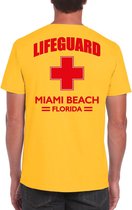Lifeguard / strandwacht verkleed t-shirt / shirt Lifeguard Miami Beach Florida geel voor heren - Bedrukking aan de achterkant / Reddingsbrigade shirt / Verkleedkleding / carnaval / outfit S