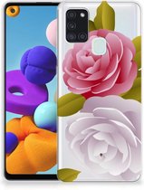 Silicone Back Case Geschikt voor Samsung Galaxy A21s GSM Hoesje Roses