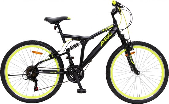 Amigo Racer - Mountainbike 26 inch - Voor jongens en meisjes - Met 18 versnellingen - Zwart/Geel