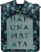 Y-NOT - Jungle Tekst Hakuna - Dekbedovertrek - Katoen - Tweepersoons - 200X200/220 cm - Groen