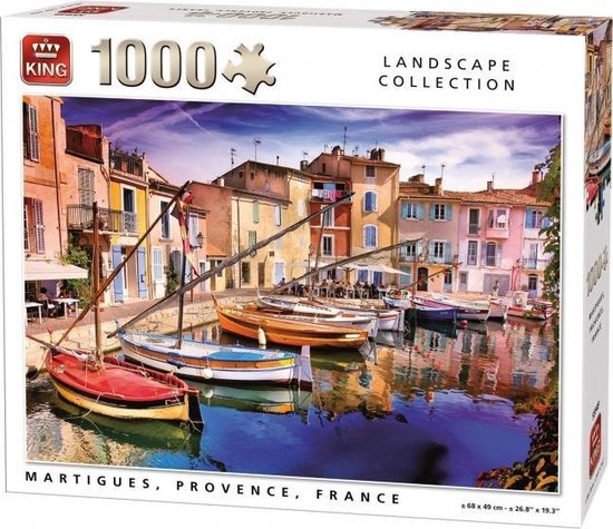 King - Legpuzzel - Frankrijk Provence Martigues Haven Huizen 1000 stukjes 68 cm x 49 cm