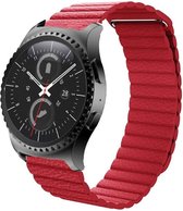 Universeel Smartwatch 22MM Bandje Echt Leer met Magneetsluiting Rood