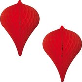 2x Decoratie honeycomb pegels rood 30 cm feestversiering - Rood thema hangdecoratie artikelen - Themafeest feestartikelen