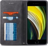 Apple iPhone SE (2020) Hoesje Wallet Stand Book Case Kunst Leer Zwart