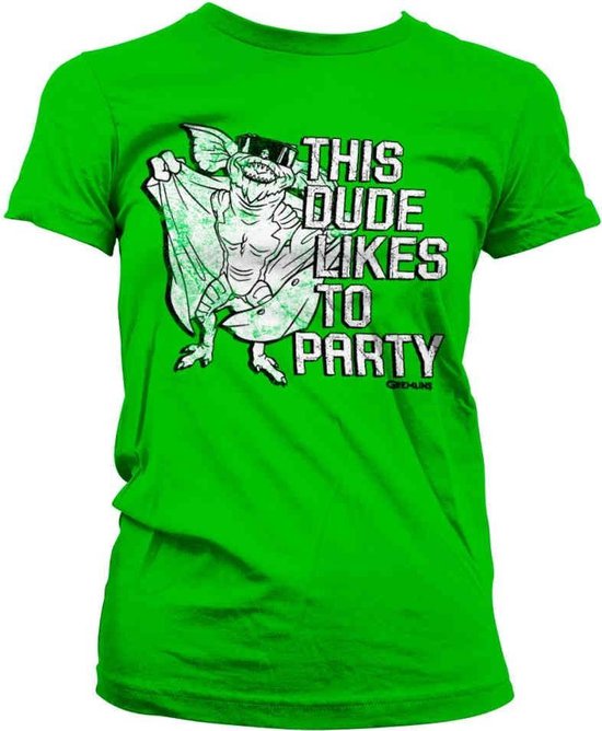 Gremlins Dames Tshirt -2XL- This Dude Likes To Party Groen
