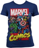 Marvel Dames Tshirt -M- Comics Heroes Blauw