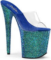 Pleaser Muiltjes -35 Shoes- FLAMINGO-801LG Paaldans schoenen Blauw/Transparant