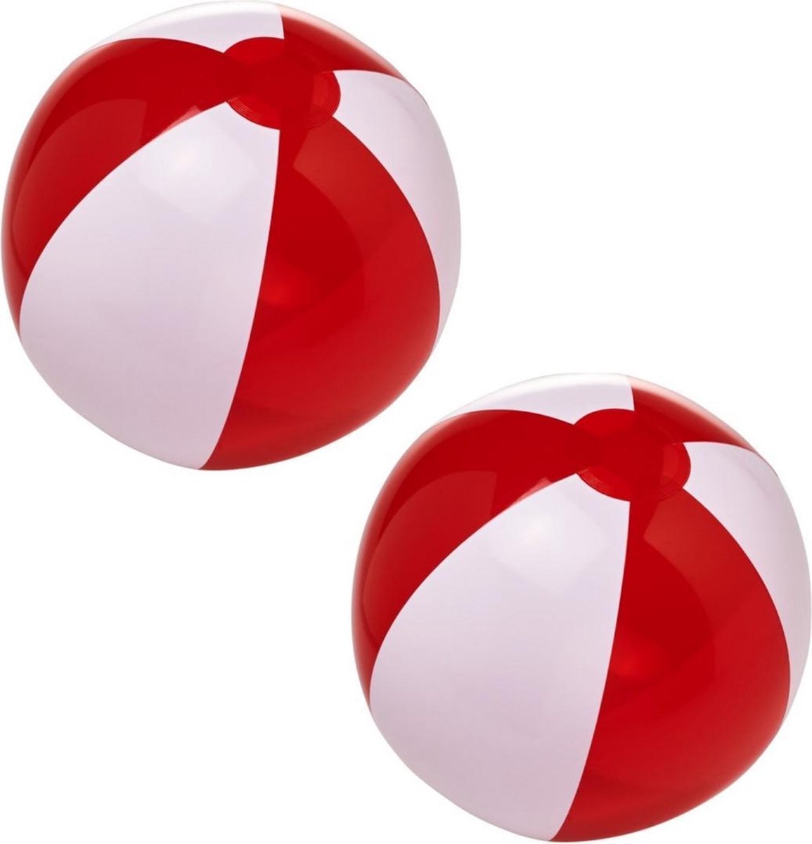 10x stuks opblaasbare strandballen rood/wit 30 cm - Buitenspeelgoed waterspeelgoed opblaasbaar