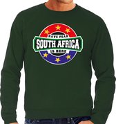 Have fear South Africa is here / Zuid Afrika supporter sweater groen voor heren 2XL