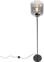 QAZQA qara - Design Vloerlamp | Staande Lamp met kap - 1 lichts - H 1610 mm - Zwart -  Woonkamer | Slaapkamer | Keuken