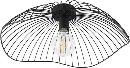 QAZQA pua - Design Plafondlamp - 1 lichts - Ø 50 cm - Zwart - Woonkamer | Slaapkamer | Keuken