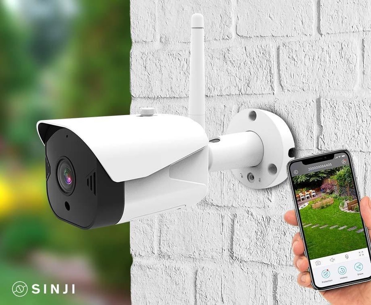 Sinji Buiten Beveiligingscamera - Full HD 1080P - Infrarood 20m - App - 2-weg Audio - Wit