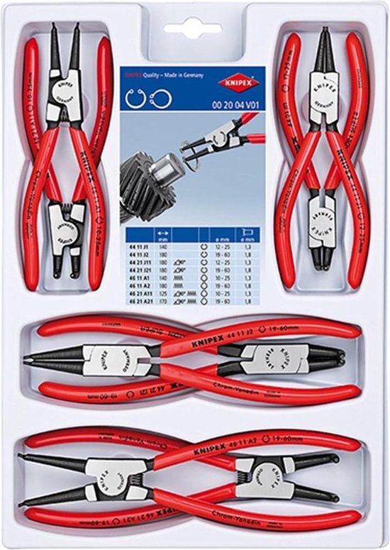 Knipex Borgveertangen set type 44 46 4 delig, 00 20 03 V02
