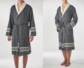 Gevoerde Hamam Badjas Krem Sultan Black - XS - Hotelkwaliteit - Sjaalkraag - Luxe badjas - Badstof - Sauna Badjas - Ochtendjas - Badmantel