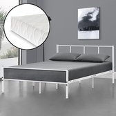 Cadre de lit en métal Hercules avec matelas 120x200 cm blanc