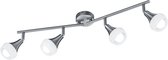 LED Plafondspot - Trion Trompo - E14 Fitting - 4-lichts - Rechthoek - Mat Nikkel - Aluminium - BES LED