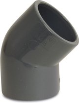 Mega Knie 45° PVC-U 40 mm lijmmof 16bar grijs