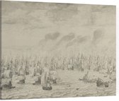 De zeeslag bij Terheide, Willem van de Velde - Foto op Canvas - 60 x 45 cm