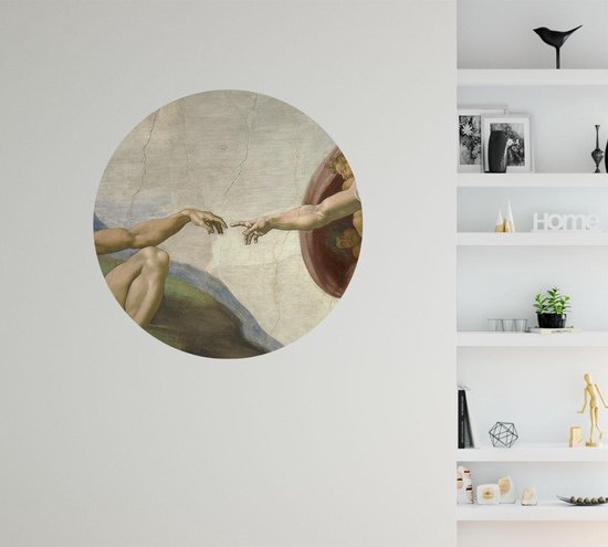 Création d'Adam, Michelangelo Buonarroti - Photo sur papier peint Circle - ⌀ 40 cm