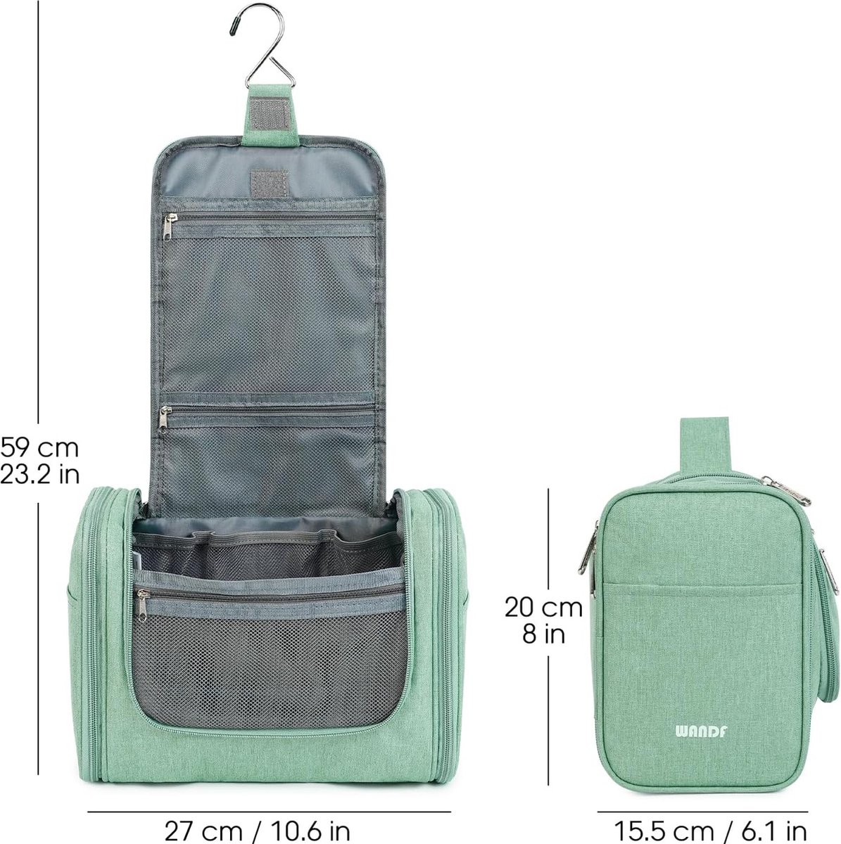 toilettas 30x20cm velours rib groen toilettas 30x20cm velours rib groen