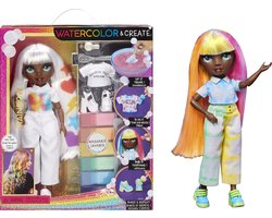 Rainbow High Watercolor & Create-modepoppen met uitwasbare waterverf in verschillende kleuren en knoopverfset, doe-het-zelf, extra top en schoenen. Kleuren, creëren, spelen, uitwassen en herhalen. Creatief 4-12+