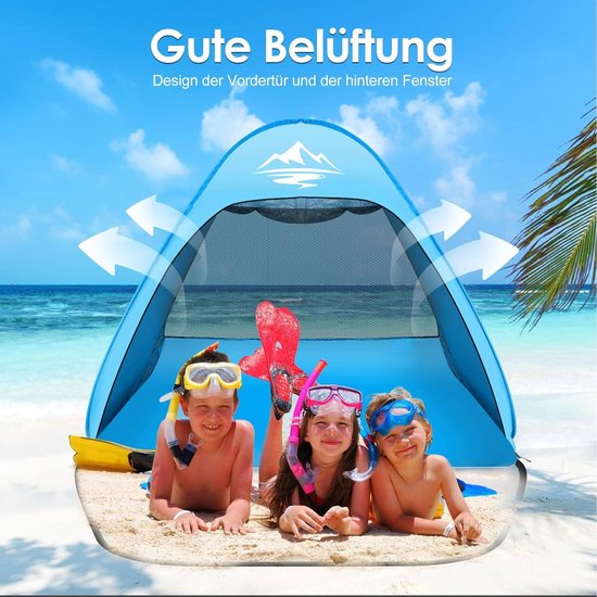 Pop-up strandtent voor 2-3 personen met UV50+ bescherming - automatische strandtent voor camping - draagbaar en extra licht - draagtas inbegrepen van POP — afbeelding 4