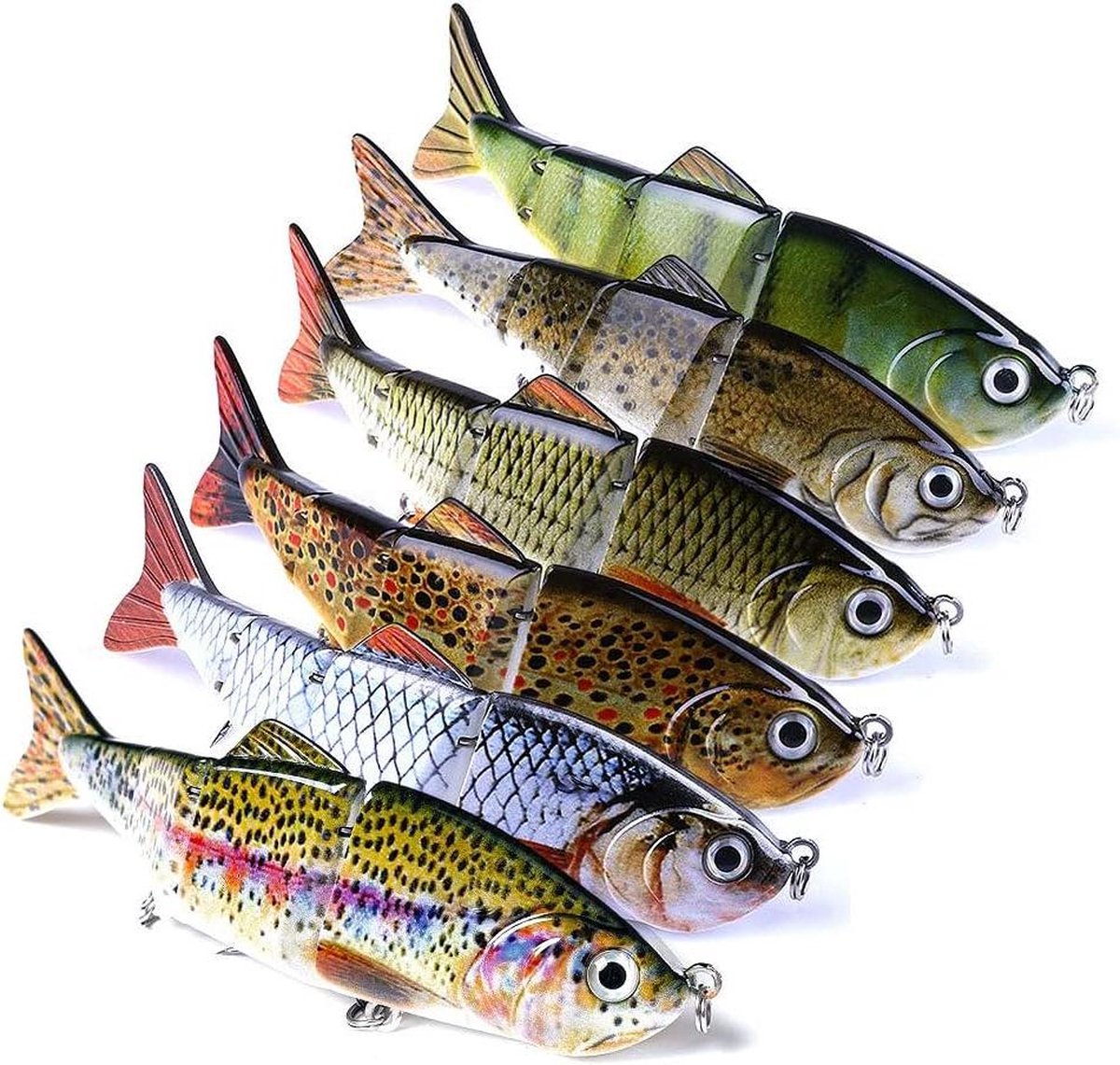 6 Stks Vissen Lures-Multi Jointed Pike Lokken-Zoetwater Zoutwater Zeevissen Lokt langzaam zinken met 4 Segmenten Simulatie Ontwerp - Geschikt voor Roofvissen