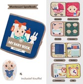 LuukyBB Montessori Speelboek - Baby Boekjes Eerste Jaar 1 jaar Interactief Activiteitenboek Busy Board 0-6 maanden - Sensorisch Speel Stofboek Kinderen Peuter 2 jaar Boeken Knuffel - Speelgoed Stof Vilt Boek Boekje Ziet Knuffeltje Voorlees Voorlezen