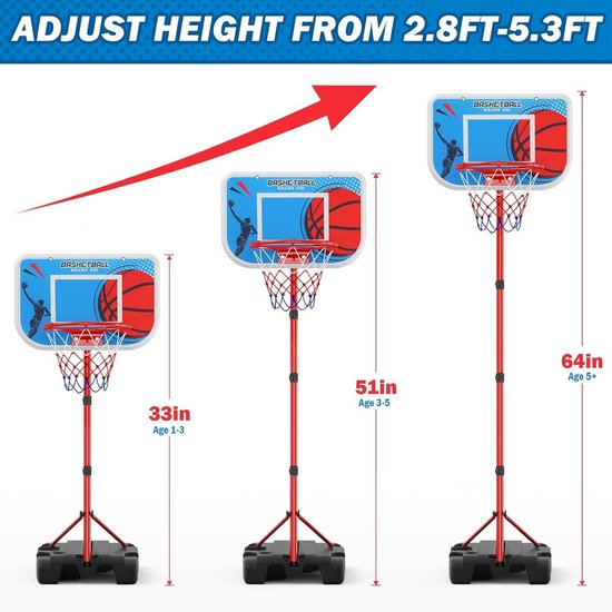 Northern Stone Basketballkorb für Kinder, höhenverstellbar, freistehend