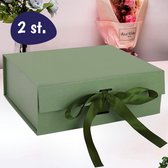 Coffret Cadeau - 2 Pièces - Vert - Boîte Magnétique - Ruban Vert - Coffret Cadeau avec Couvercle - Coffret Cadeau Vide