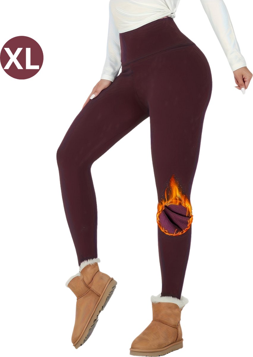 Goedkoopste Nivard Gevoerde Panty - Legging - Hoge Taille - Winter Panty - Fleece panty - Thermo Panty - Warme Panty - Elastisch - Bordeaux Rood Maat XL