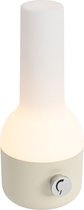 Cheminée QAZQA - Lampe de table rechargeable sans fil LED moderne à intensité variable USB avec variateur - 1 lumière - H 24 cm - Beige - Éclairage extérieur