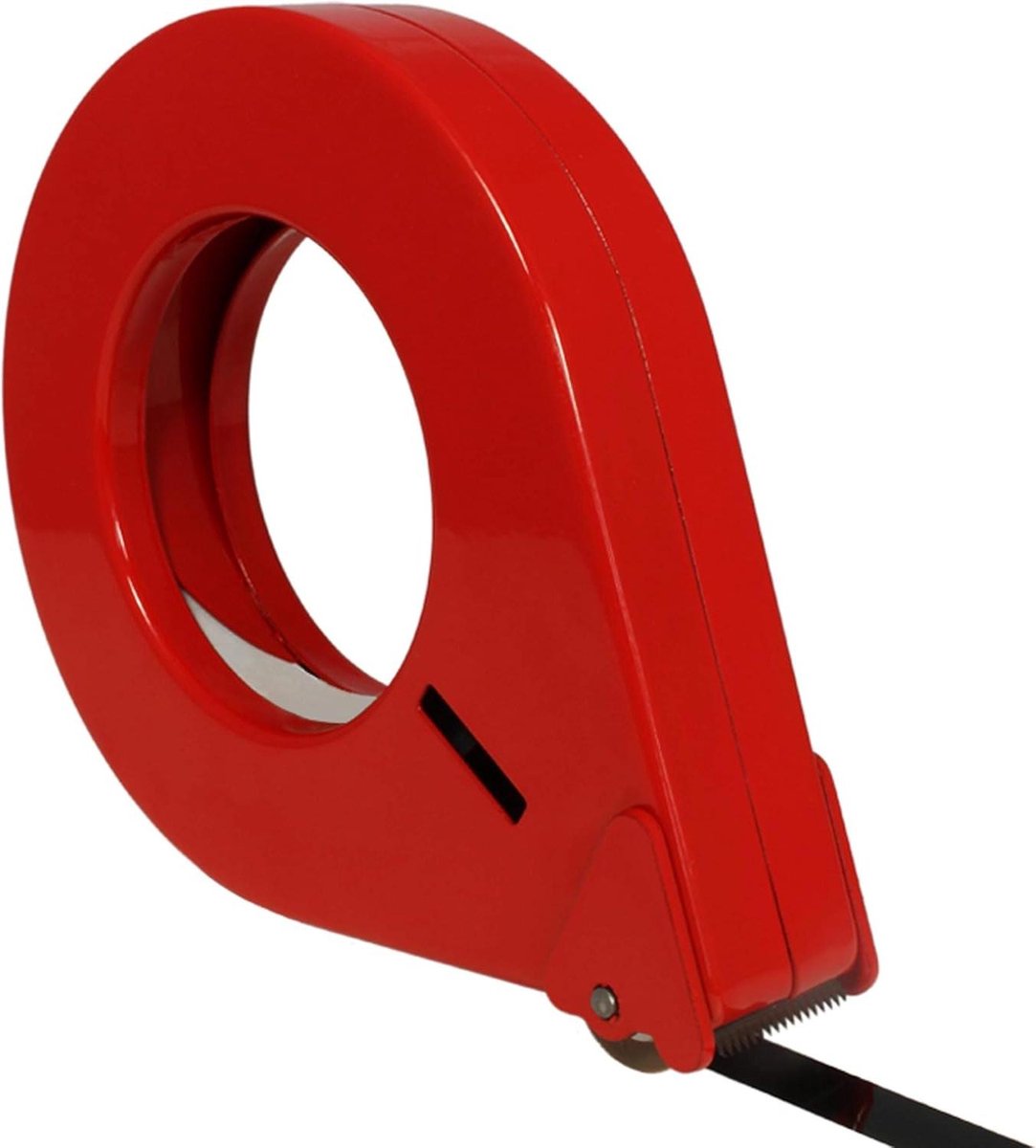 Metaal handrol - keuze uit diverse maten - voor pakketten containers dozen - eenzijdig plakband verpakkingsband - tot 50 mm breed - rood