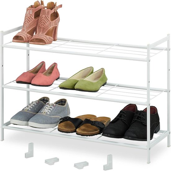 Schoenenrek - stapelbaar - 2 niveaus - 92x33x30 cm - zwart | Leen Bakker