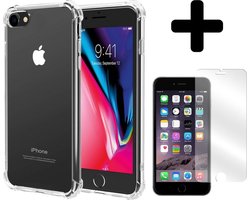 Hoesje - Met Screenprotector - Geschikt voor Apple iPhone 7 / 8 / SE 2020 / 2022 - Sterk & Shockproof - Siliconen Case - Back Cover - Telefoon Hoes - Shock Proof - Telefoonhoesjes - Transparant
