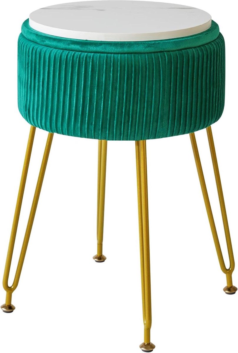 Ronde Fluwelen Voetsteun Kruk Ottomaans - Groen LG-20L