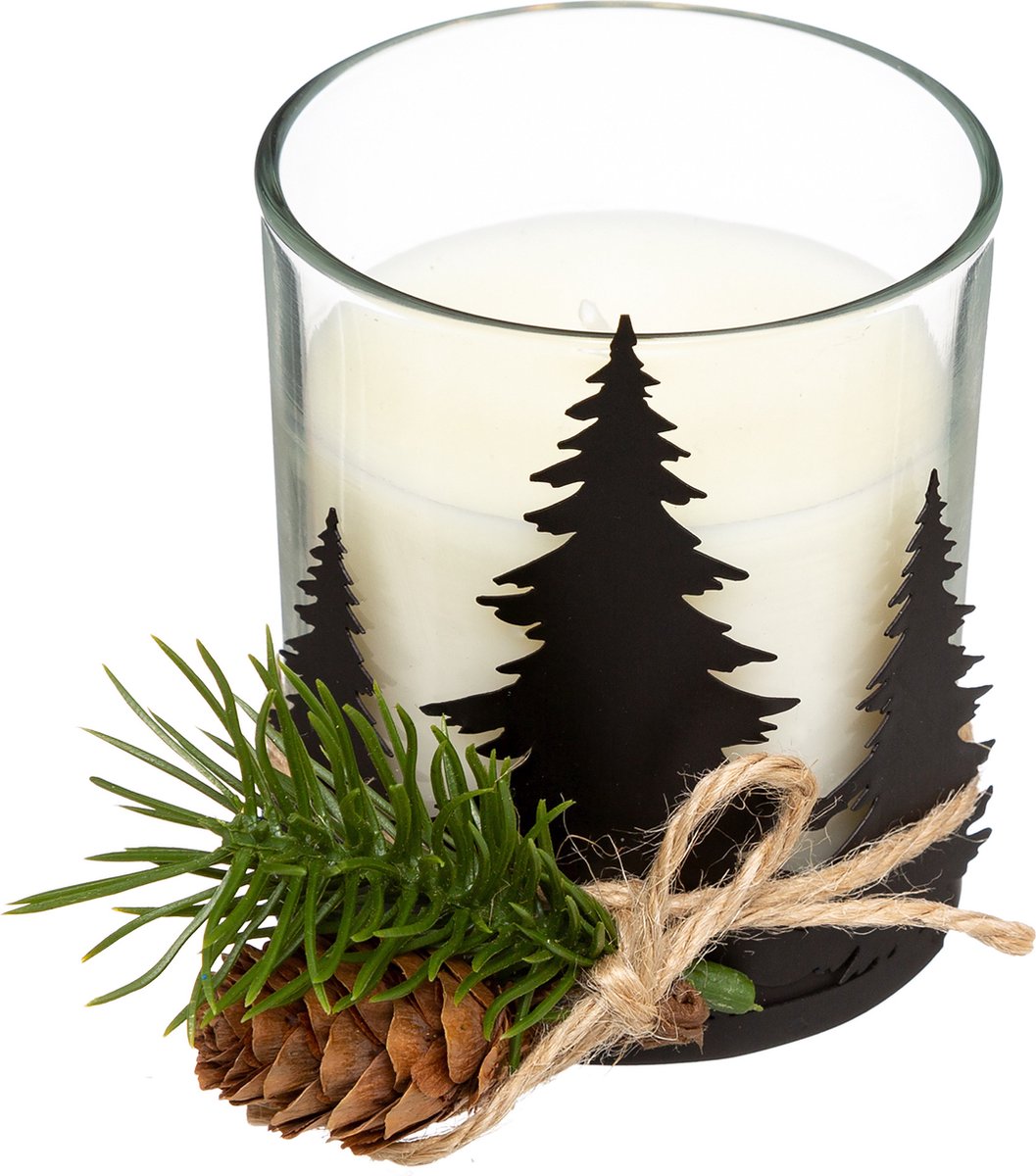 JJA - Kaars dennenboom en dennenappel 330 g in glas