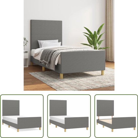 Foto: The living store bedframe dark grey 203x103x118 128cm adjustable headboard sturdy legs plywood slats comfortable support mattress not included