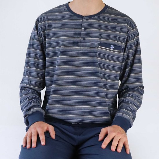 Paul Hopkins Heren Pyjama - 100% katoen - Blauw - Maat XXL