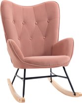 HOMCOM - Schommelstoel - met quilten - Houten lopers - Roze