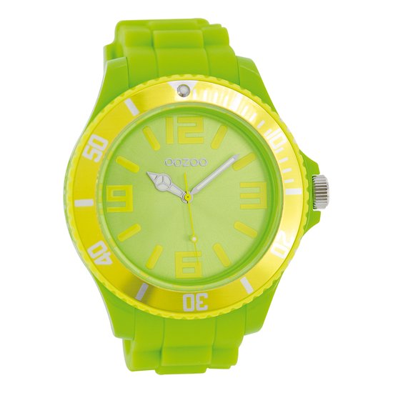 OOZOO Timepieces - Fluo groene horloge met fluo groene rubber band - C5824