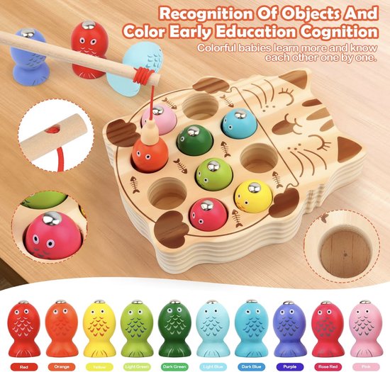 SVCEQZE – Jeu De Pêche Magnétique En Bois – Éducatif Et Interactif – Développe La Motricité Fine – Dès 2 Ans