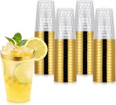 Plastic bekers met gouden rand - 60 stuks, herbruikbaar - plastic wijnglazen voor cocktail, champagne, bier - 360 ml