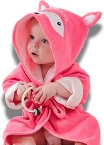 BoefieBoef Roze Vos Eco Dieren Badjas voor Kinderen & Kleuters 4-6 Jaar - Hypoallergene Bamboe Kinderbadjas met Dieren Capuchon – Perfecte Ochtendjas als Duurzaam Cadeau