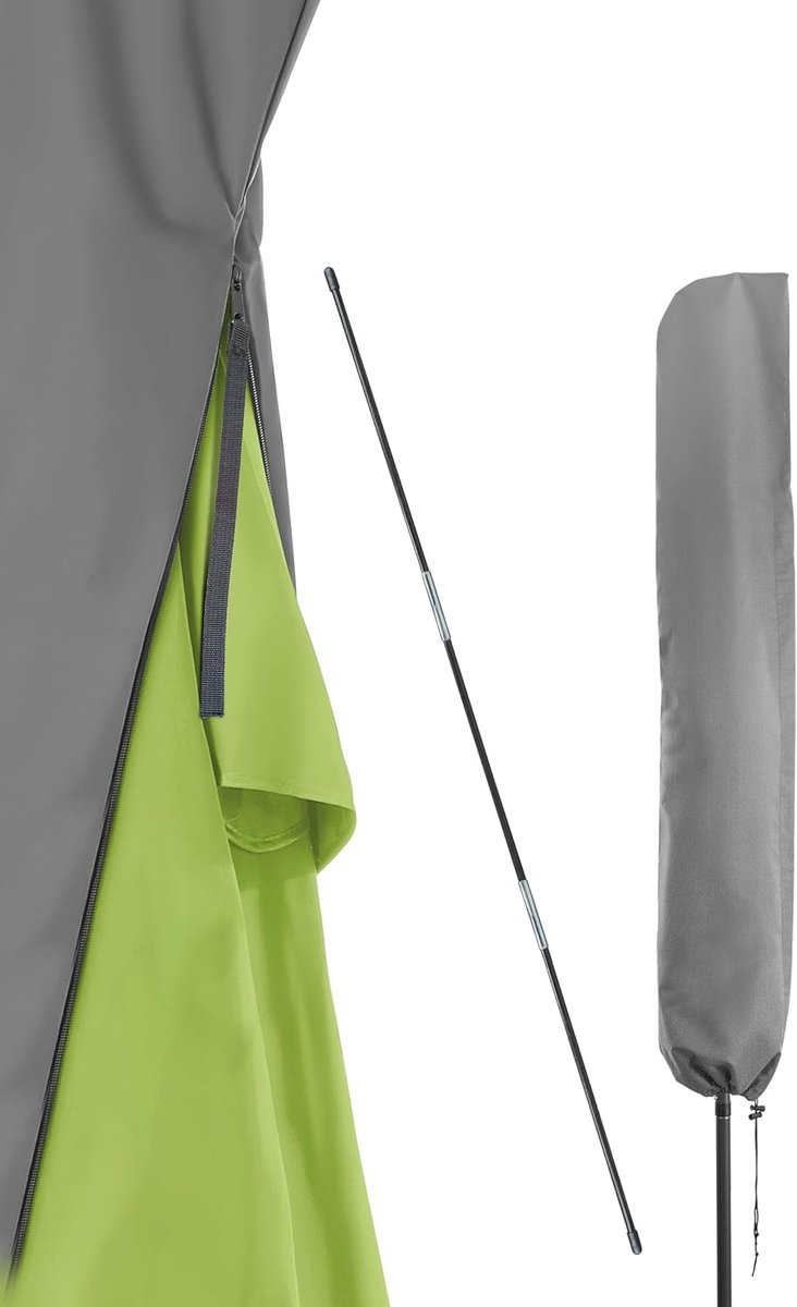 Parasol Beschermhoes - Geschikt voor Ronde en Vierkante Parasols - Weerbestendig en Duurzaam - Antraciet Kleur - Ø 250cm / 210x140cm