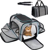 Transporttas voor katten en honden - opvouwbaar en uitbreidbaar - ademend - kleine honden en katten - auto, vliegtuig, trein