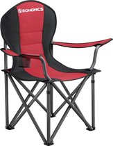 Rootz 2 Pack Red Camping Chairs - Outdoor Chairs - Portable Seats - 600D Oxford Cloth - Foam Padding - Powder Coated Metal Tubes - 90cm x 55cm x 102cm