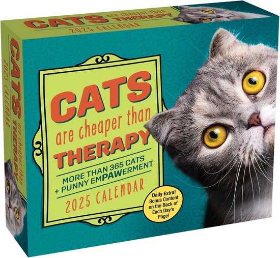 Foto: Cats are cheaper than therapy boxed scheurkalender 2025