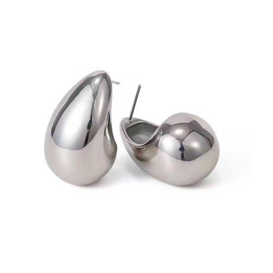 Lajetti - Druppel Oorbel Zilverkleurig Dames Stainless Steel - Oorstekers 3,2 cm